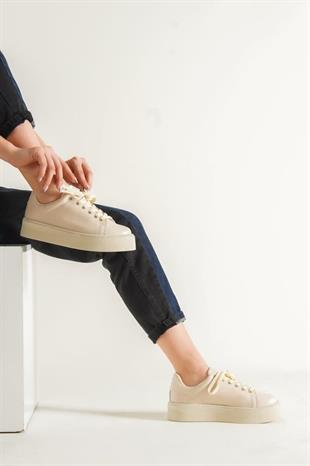 AyakkabıdaMarka 1048-Z Bej Kadın Sneaker