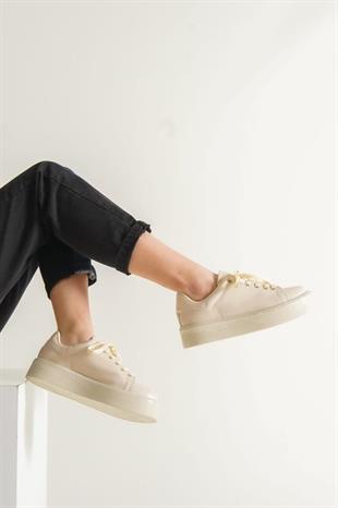 AyakkabıdaMarka 1048-Z Bej Kadın Sneaker