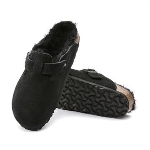 Birkenstock 0259883 Boston VL/Shearling Black Kadın Terlik