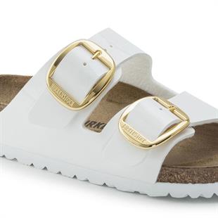 Birkenstock 1019818 Arizona Big Buckle BF Patent White Kadın Terlik