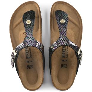 Birkenstock Gizeh BS Shiny Snake Black 1003464 Soft Footbed Kadın Terlik