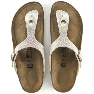 Birkenstock  Gizeh Shiny Snake Cream 0847431 Kadın Terlik