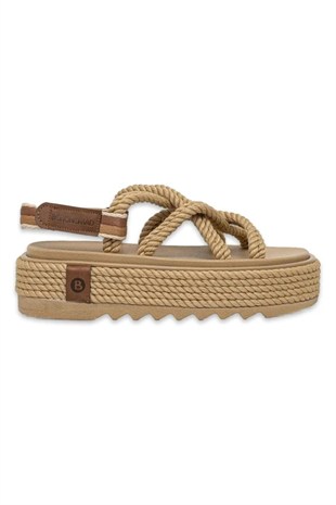 Bohonomad Bodrum Chunky Bej Platform Kadın Sandalet
