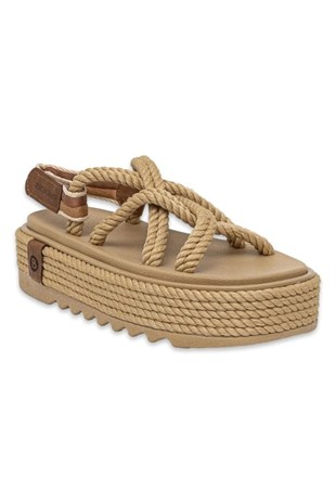 Bohonomad Bodrum Chunky Bej Platform Kadın Sandalet