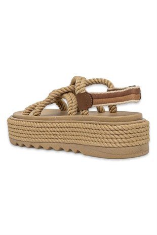 Bohonomad Bodrum Chunky Bej Platform Kadın Sandalet
