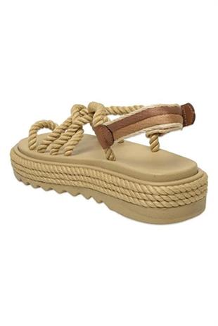 Bohonomad Ibiza Mid Platform Bej Kadın Sandalet