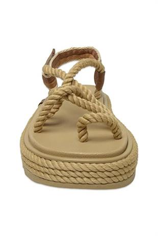 Bohonomad Ibiza Mid Platform Bej Kadın Sandalet