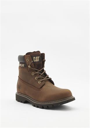 Caterpillar Golden Dark Brown Deri Erkek Bot