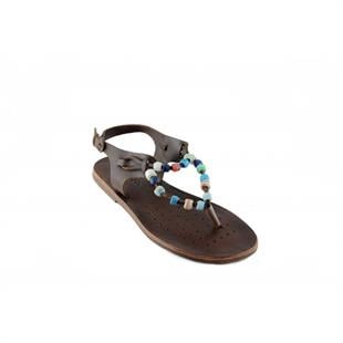 Daphne 2064 Kahverengi PA Boncuklu Kadın Sandalet