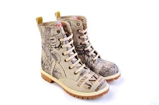 Goby TMB1062 Bej Desenli Kadın Bot