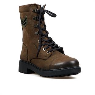 Hammerjack 102 18354-G Siyah Yıkama Nubuk Kadın Bot