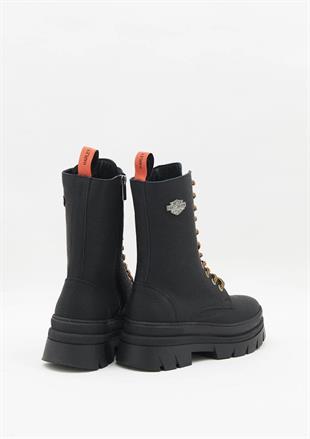 Harley Davidson Brigett Black Baskı Deri Kadın Bot