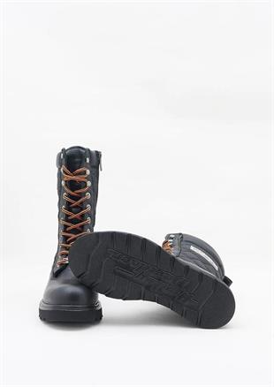 Harley Davidson Katy Black Baskılı Deri Kadın Bot