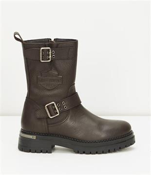 Harley Davidson Uptown Dark Brown Baskılı Deri Kadın Bot