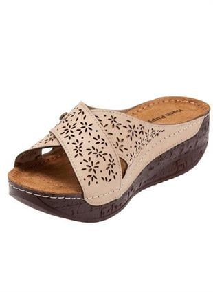 Hush Puppies 031Z1461 Malta Beige Deri Kadın Terlik