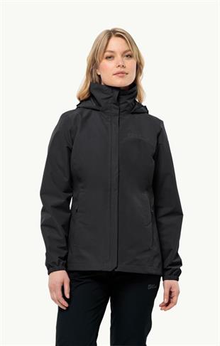 Jack Wolfskin 1111202_6000 Stormy Point 2L JKT W Black Kadın Outdoor Ceket