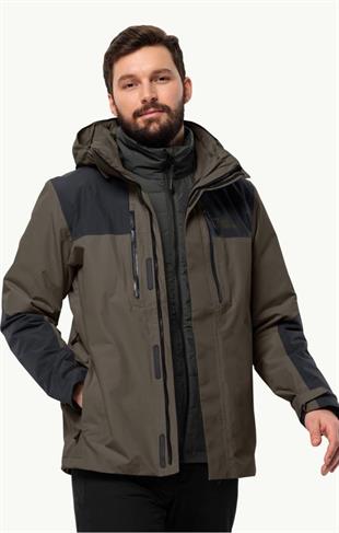 Jack Wolfskin 1115261_5719 Jasper 3IN1 JKT M Cold Coffee Erkek Outdoor Ceket