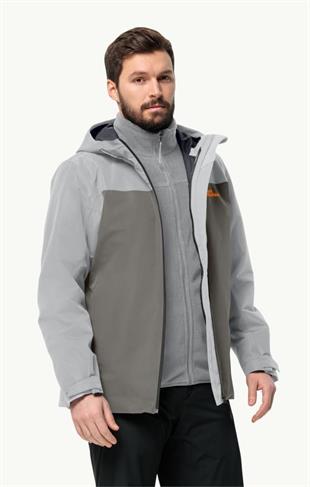 Jack Wolfskin 1115311_6185 TAUBENBERG 3IN1 JKT M Smokey Grey Erkek Outdoor Ceket