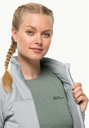 Jack Wolfskin 1710981_6709 Prelight FZ W Cool Grey Kadın Outdoor Polar