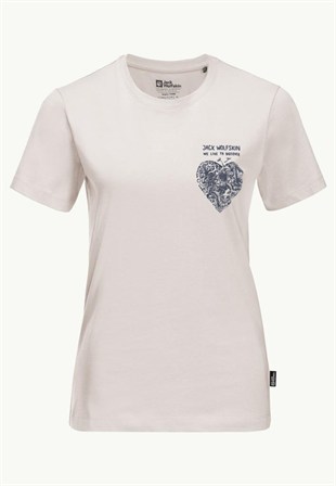 Jack Wolfskin 1809701_5629 Discover Heart T W Sea Shell Kadın Tshirt