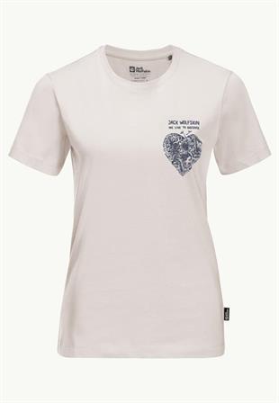 Jack Wolfskin 1809701_5629 Discover Heart T W Sea Shell Kadın Tshirt
