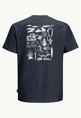 Jack Wolfskin 1809761TR Discover T M Night Blue Erkek Tshirt