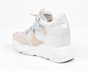 Kuum 5418 Bej Süet Bebe Mavi Süet Dolgu Kadın Ayakkabı