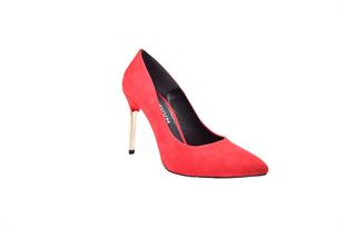 Kuum K 1455 Kırmızı Süet Stiletto Kadın ayakkabı