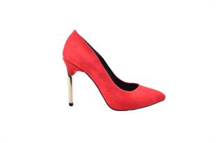 Kuum K 1455 Kırmızı Süet Stiletto Kadın ayakkabı