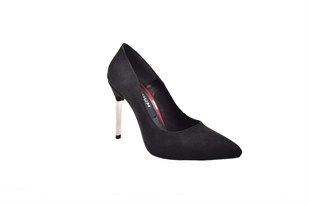 Kuum K 1455 Siyah Süet Stiletto Kadın Ayakkabı