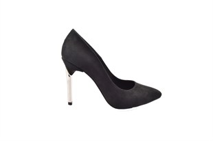 Kuum K 1455 Siyah Süet Stiletto Kadın Ayakkabı