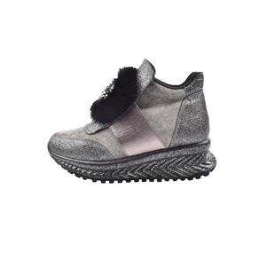 Kuum K3103 Platin Smli Taşlı Kadın Spor Ayakkabı