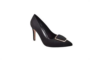 Kuum K3707 Siyah Süet Stiletto Kadın Ayakkabı