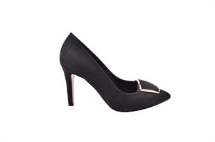 Kuum K3707 Siyah Süet Stiletto Kadın Ayakkabı