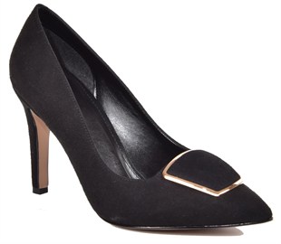 Kuum K3707 Siyah Süet Stiletto Kadın Ayakkabı