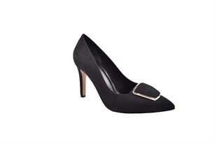 Kuum K3707 Siyah Süet Stiletto Kadın Ayakkabı