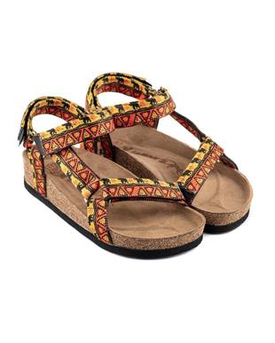 LeMoors WSAN109 Tengri Orange/Red Yellow El Örgüsü Kadın Sandalet