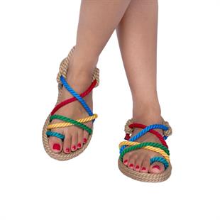 Nomadic Republic İbiza 1277 Bej-Gökkuşağı Kadın Sandalet