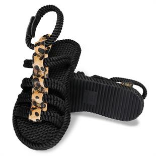 Nomadic Republic SRG.LEO Serengeti Siyah Leopar Kadın Sandalet