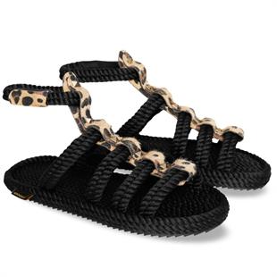 Nomadic Republic SRG.LEO Serengeti Siyah Leopar Kadın Sandalet