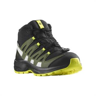 Salomon 472894 Xa Pro V8 Mid CSWP J Black/Deep Lichen Green/Safety Yellow Kadın Outdoor Bot