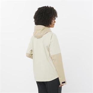 Salomon LC2317300 OUTERPATH 2.5L WP JKT W White Pepper/Rainy Day Kadın Outdoor Ceket