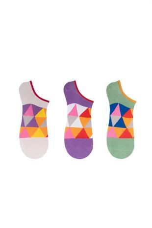 The Socks Company 164P 3 Çift Desenli Kadın Görünmez Çorap