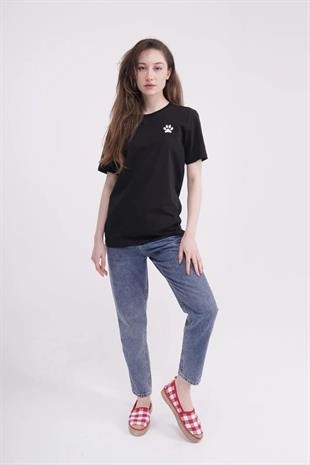 The Socks Company 23SCTS231U Pati Nakışlı Yaka Siyah Tshirt