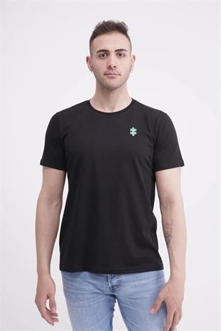 The Socks Company 23SCTS235U Puzzle Nakışlı Bisiklet Yaka Siyah Tshirt