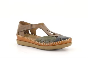 Venüs 18793502 Siyah-Kahve-Yeşil Kadın Sandalet