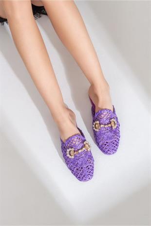 Wella 7668 Mor Taşlı Terlik