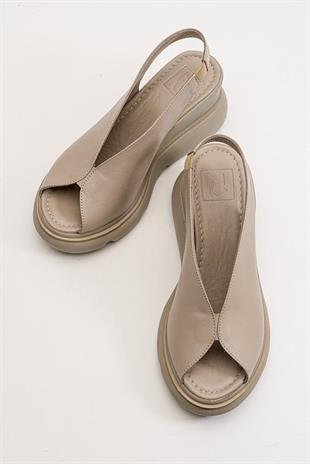 Wella 7672 Bej Kadın Sandalet