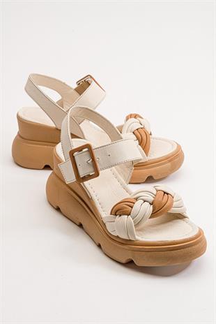 Wella 7676 Bej Dolgu Taba Kadın Ayakkabı