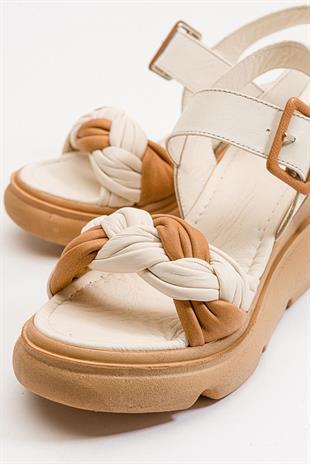 Wella 7676 Bej Dolgu Taba Kadın Ayakkabı